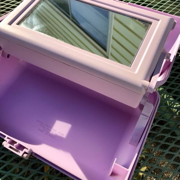 Vtg ULTA Beauty Lavender 90s Jewelry Craft Case Makeup Cosmetic Organizer Mirror - Picture 16 of 16